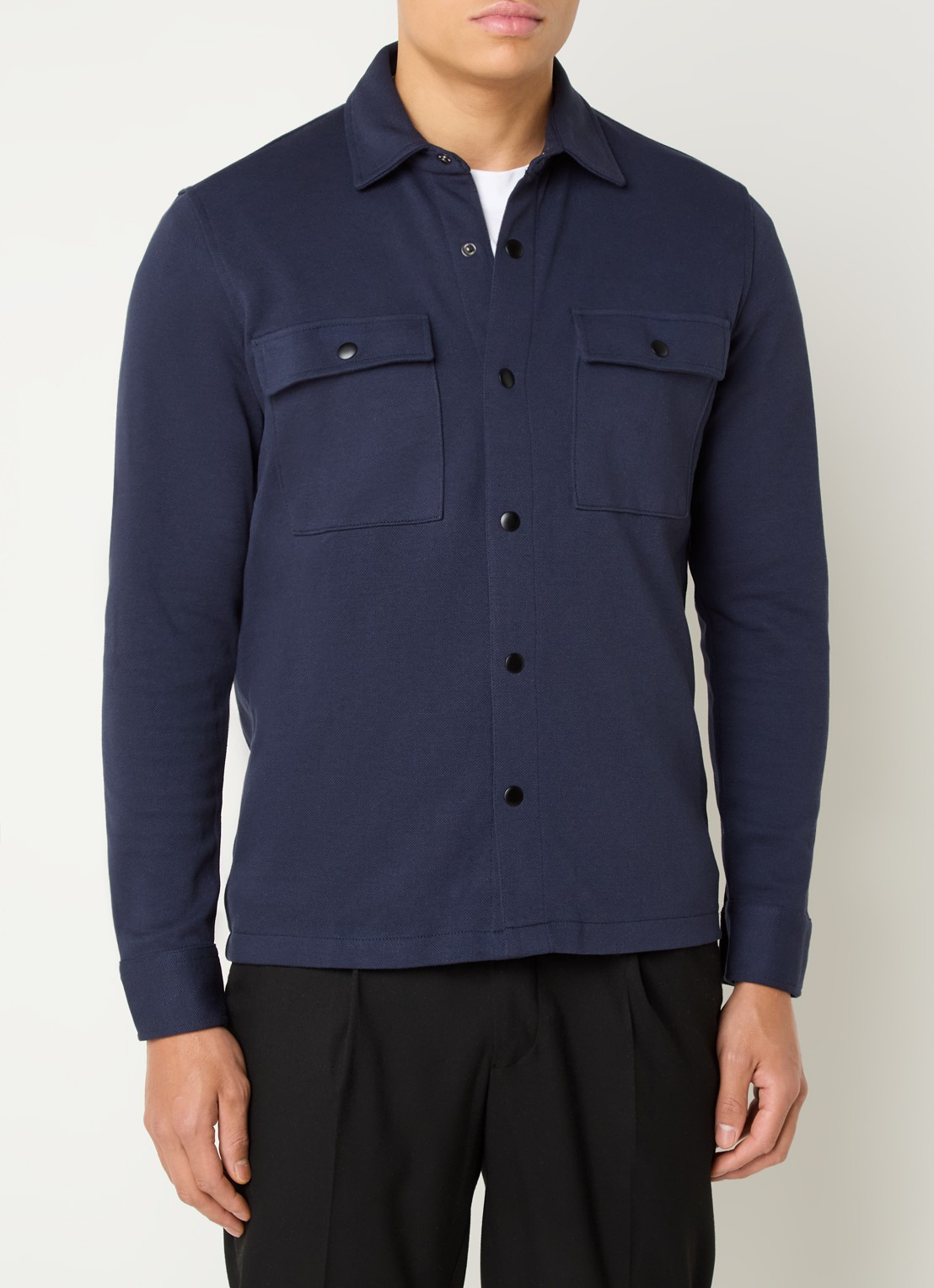Selected Jackie overshirt in  katoenblend - detail 2 donkerblauw