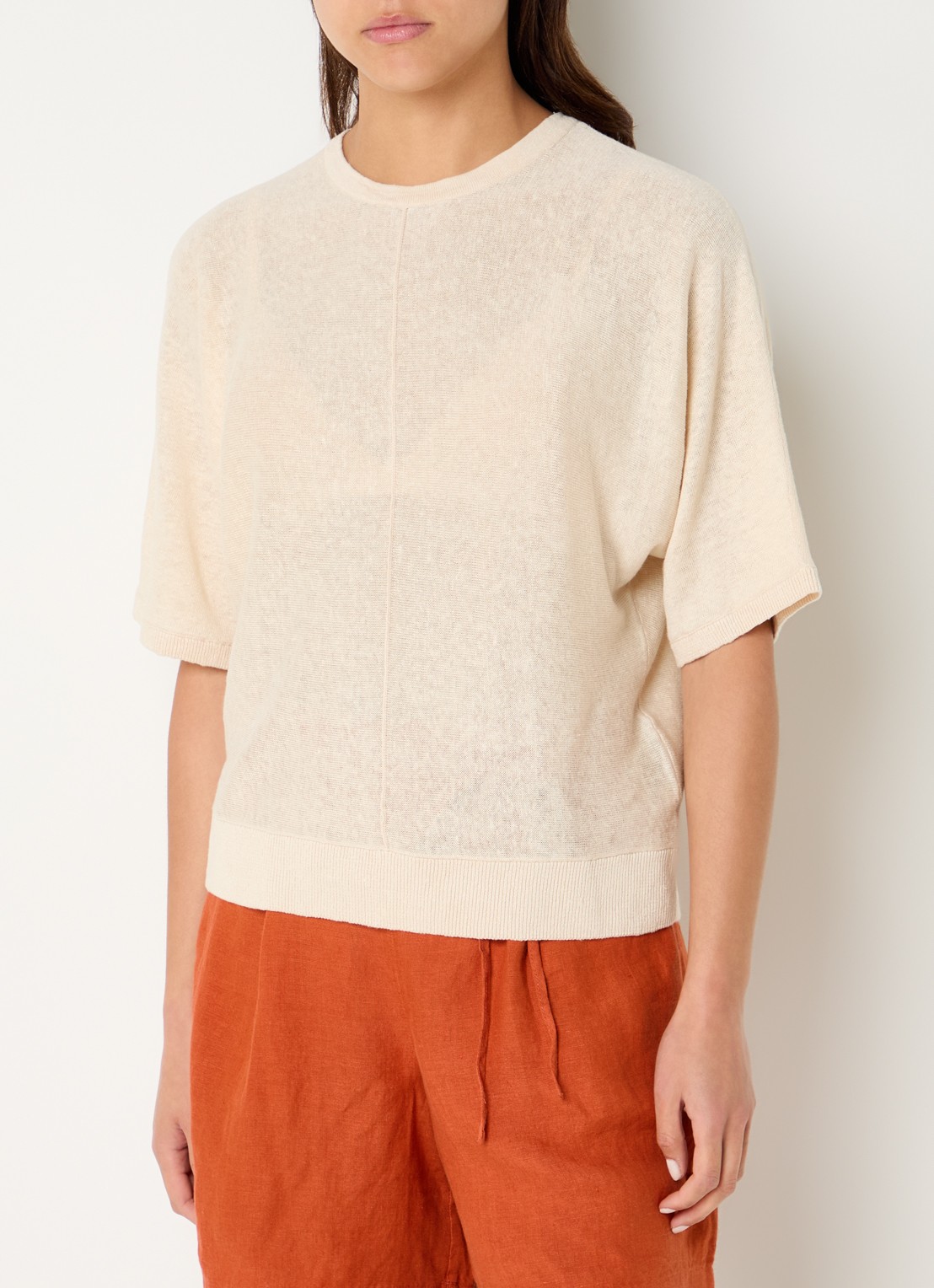 Selected Jane semi-transparante top van linnen  - detail 4 ivoor