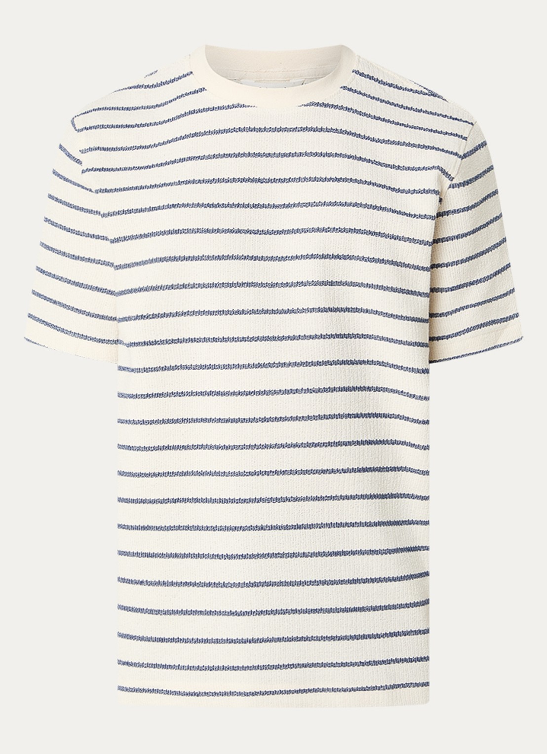 Selected Jango grofgebreid T-shirt met streepprint - voorkant 2 creme