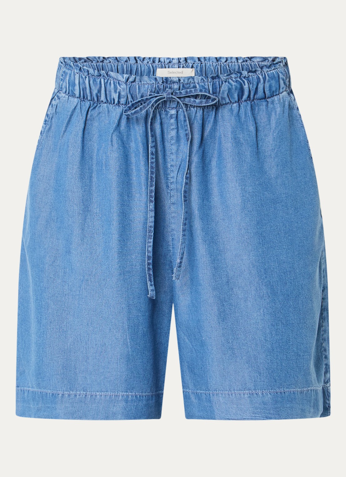 Selected Janna high waist loose fit korte broek met steekzakken - voorkant 2 blauw