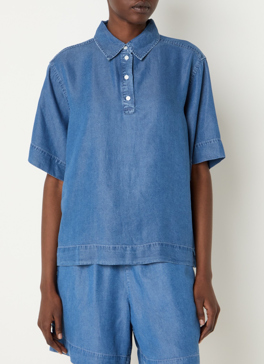 Selected Janna tuniek met polokraag - detail 3 blauw
