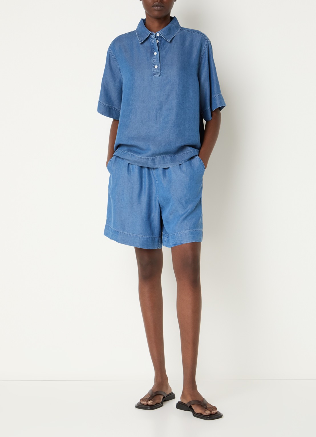 Selected Janna tuniek met polokraag - voorkant 2 blauw