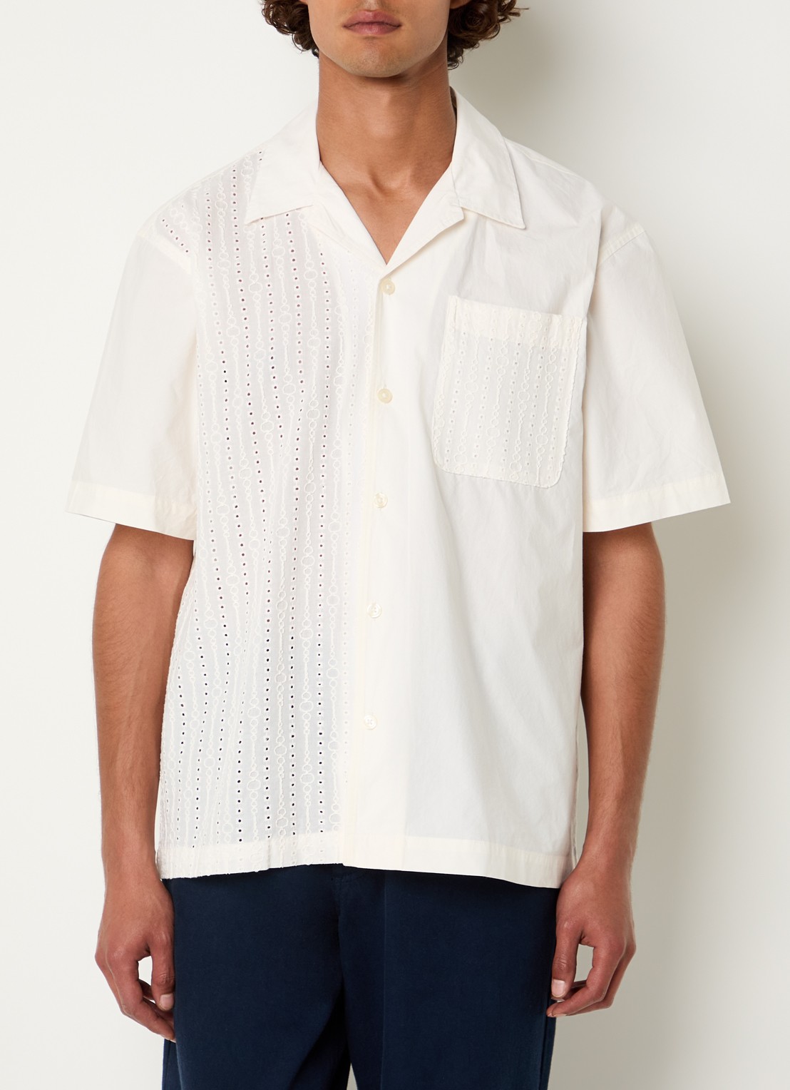 Selected Jax regular fit overhemd met opengewerkt dessin - detail 4 creme