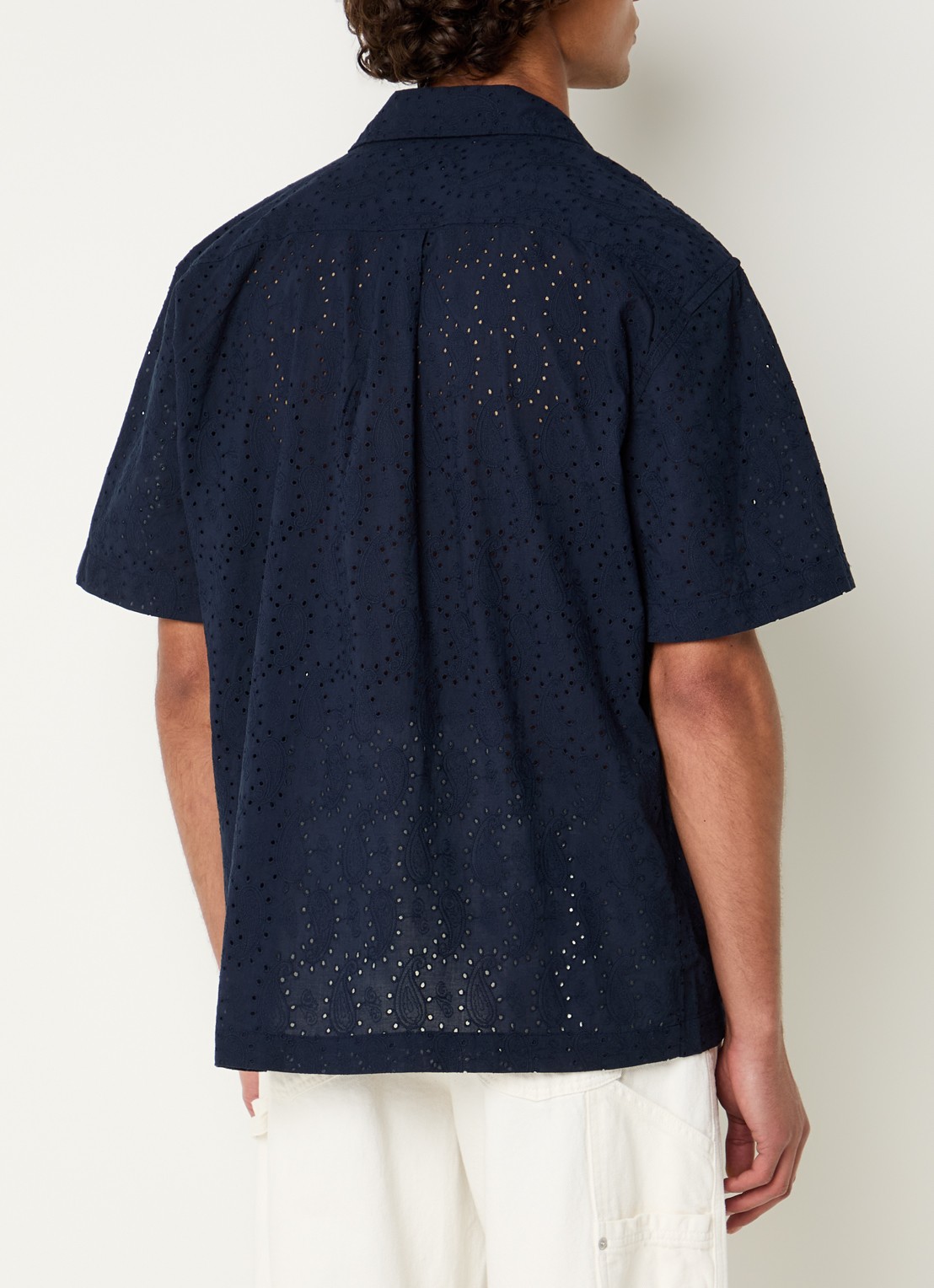 Selected Jax regular fit overhemd met opengewerkt dessin - achterkant donkerblauw