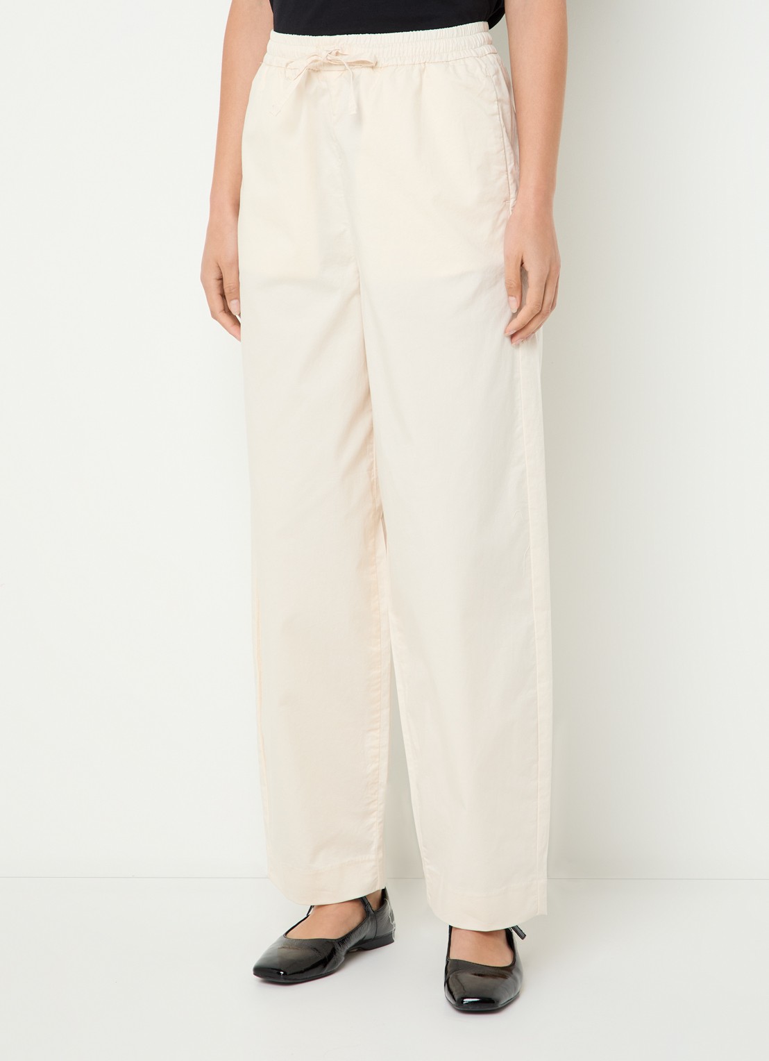 Selected Juma high waist straight fit broek in  katoenblend - detail 3 creme