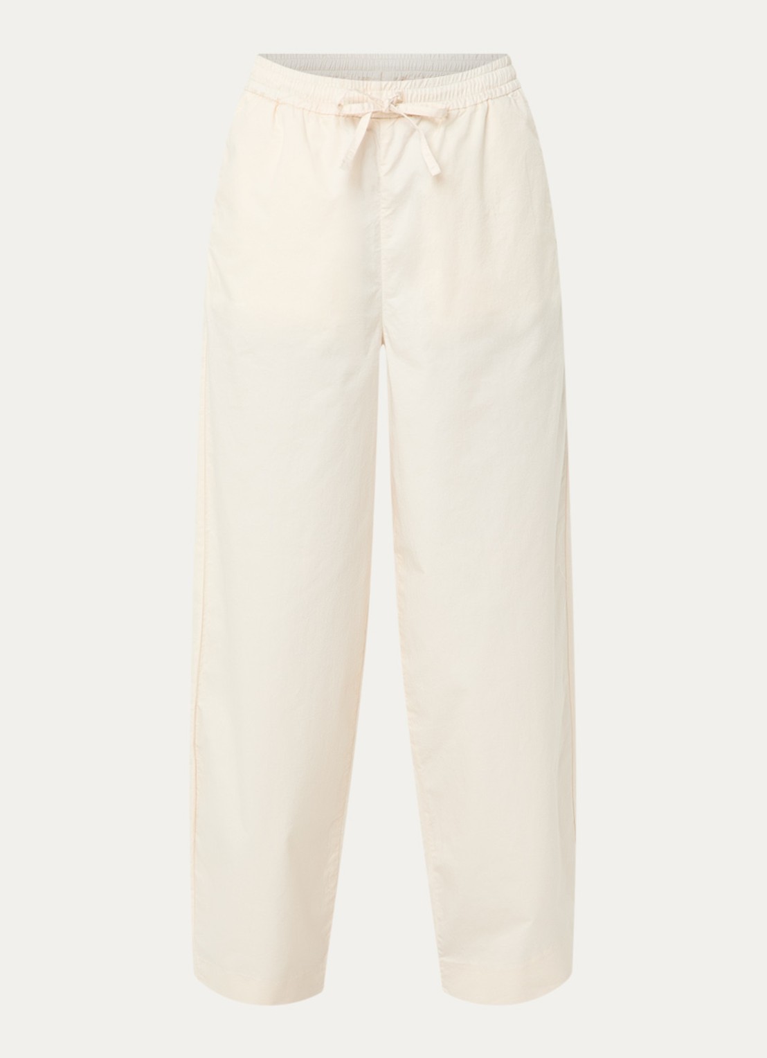 Selected Juma high waist straight fit broek in  katoenblend - voorkant creme