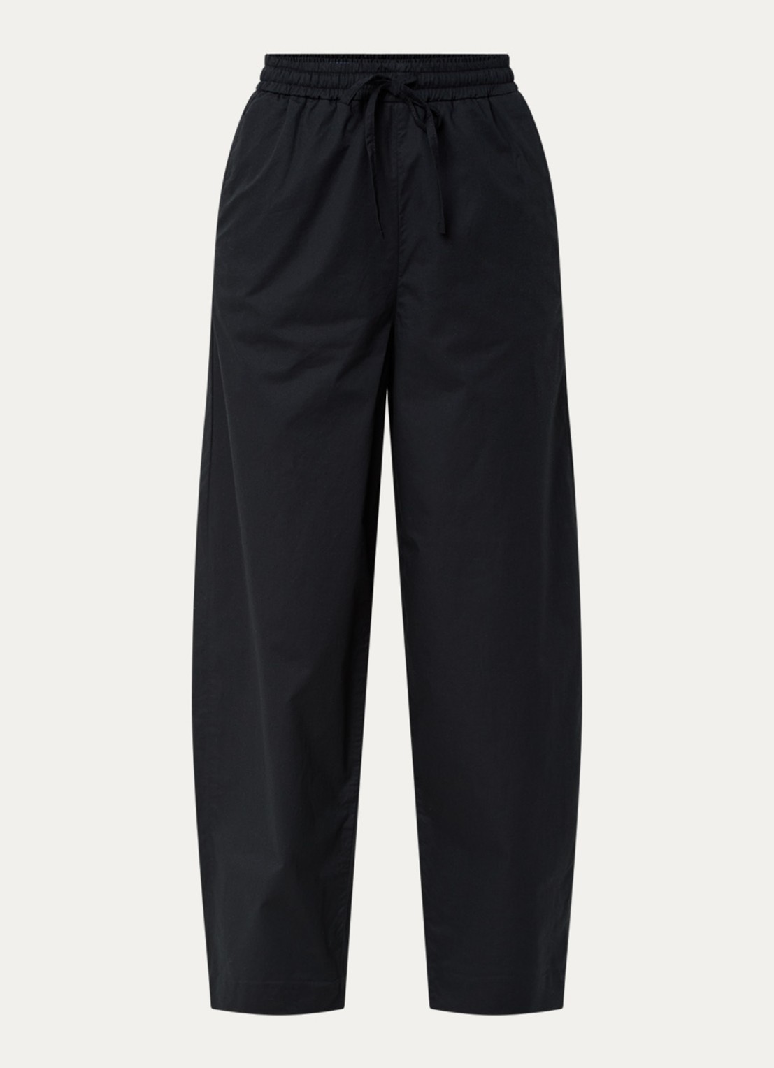 Selected Juma high waist straight fit broek in  katoenblend - voorkant 2 zwart