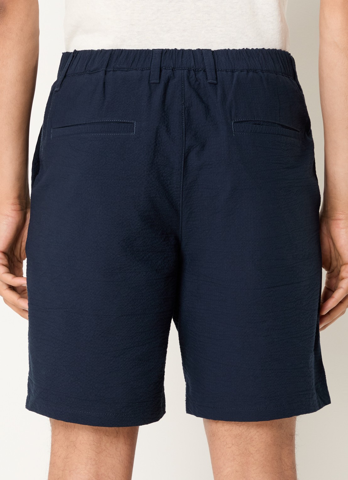 Selected Karl straight fit korte broek met steekzakken - achterkant donkerblauw