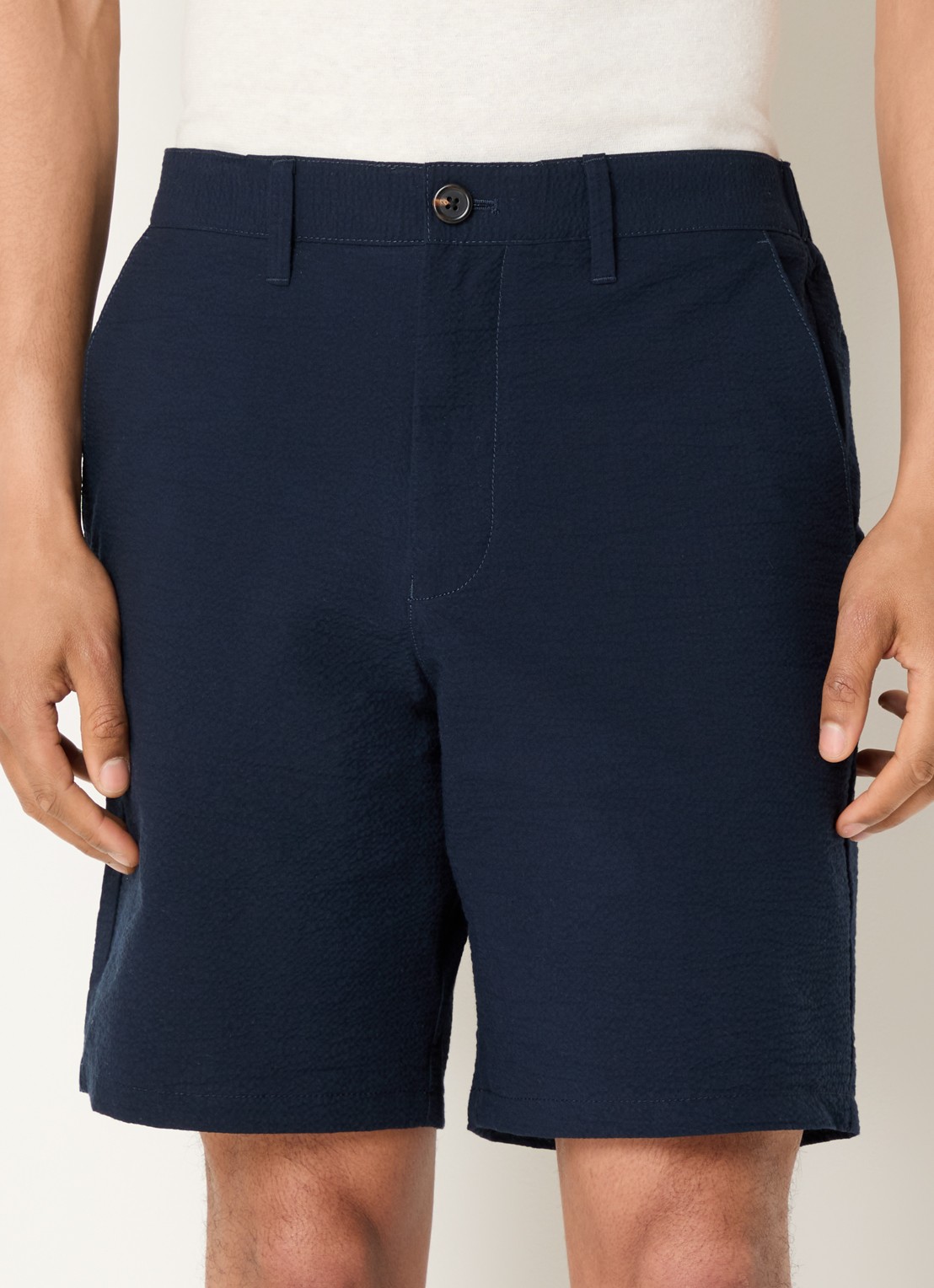 Selected Karl straight fit korte broek met steekzakken - detail 2 donkerblauw