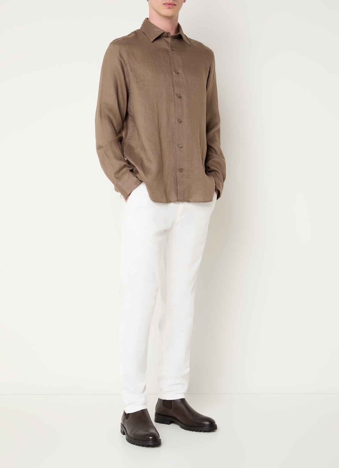 Selected Kylian regular fit overhemd - voorkant 3 lichtbruin