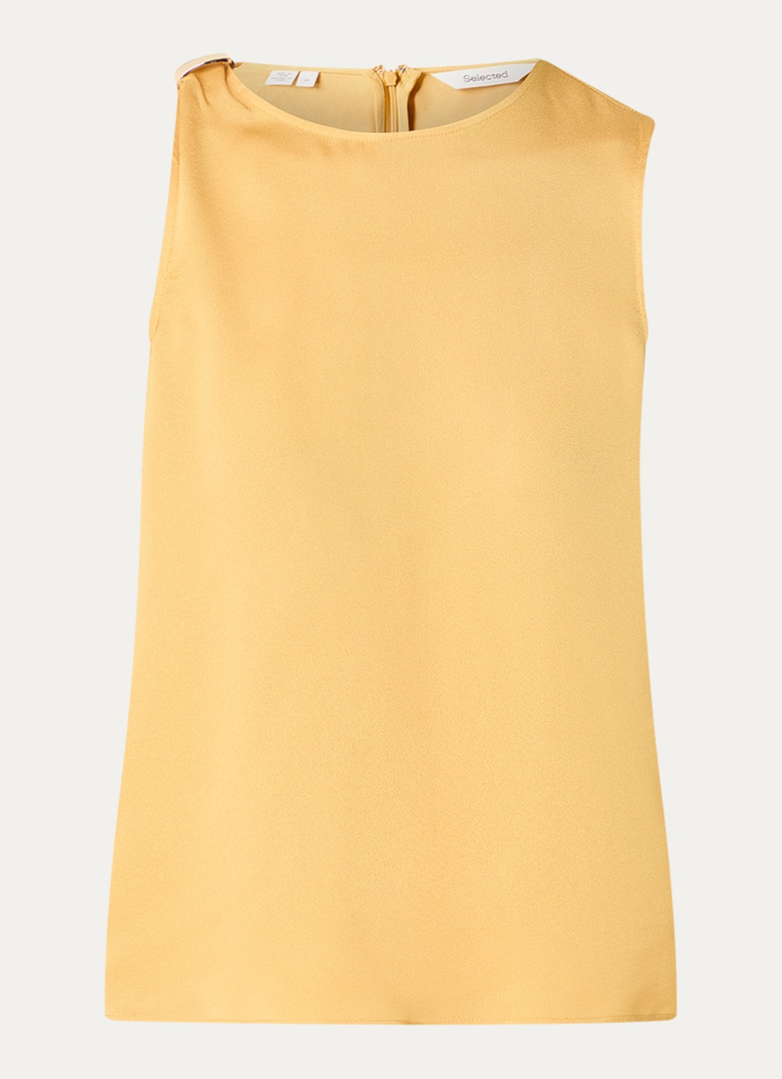 Selected Laura top met applicatie - voorkant 3 okergeel