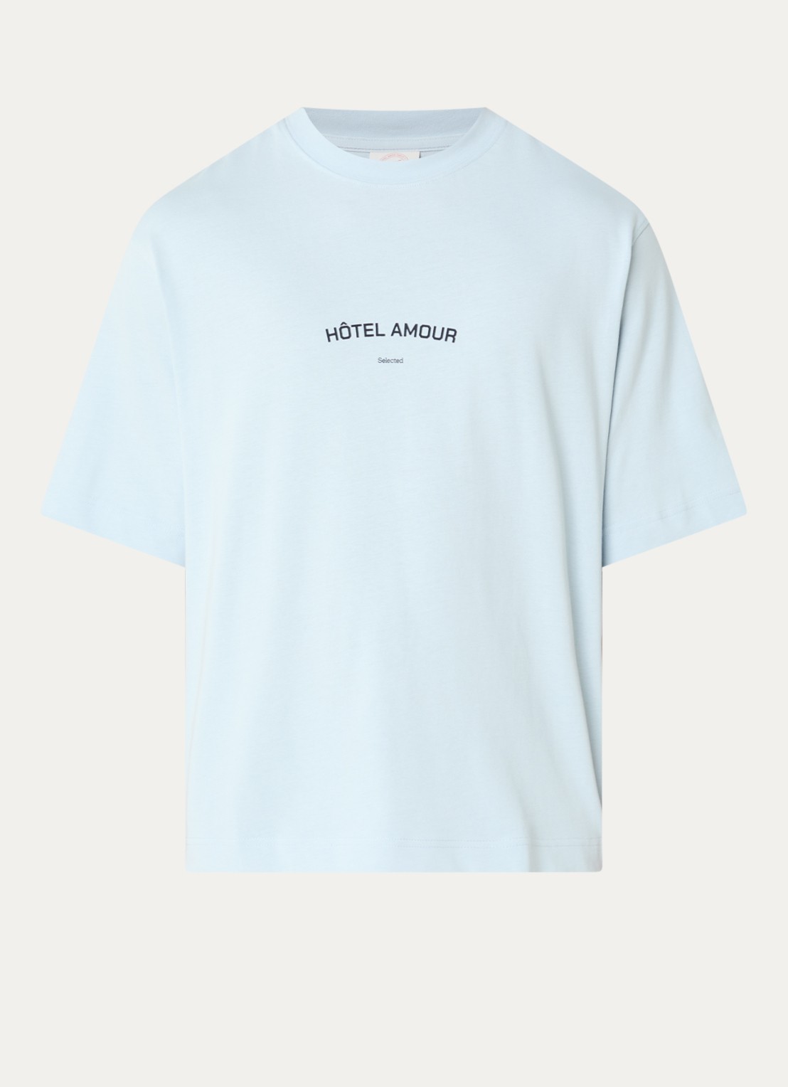 Selected Liam T-shirt met front- en backprint - voorkant 2 lichtblauw