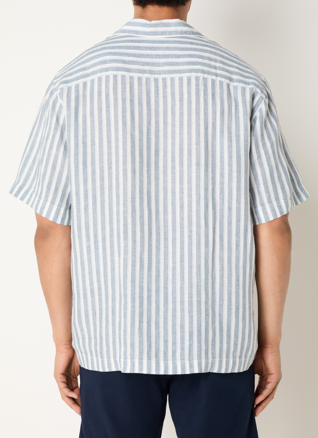 Selected Lian blouse met streepprint - achterkant 3 staalblauw