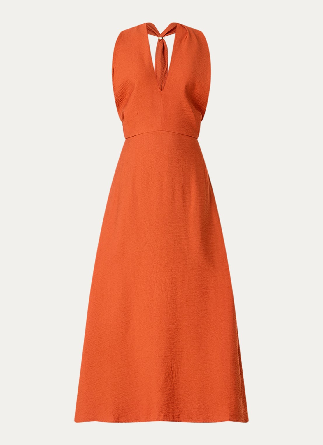 Selected Lisa maxi jurk met V-hals - voorkant donkeroranje