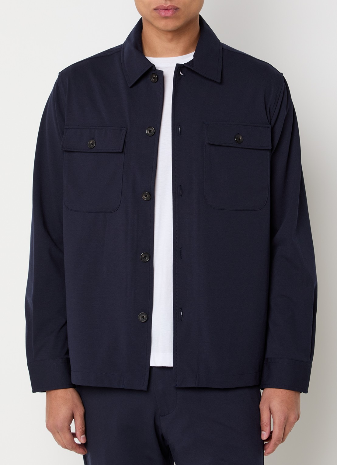 Selected Lorent regular fit overshirt met borstzakken - detail donkerblauw