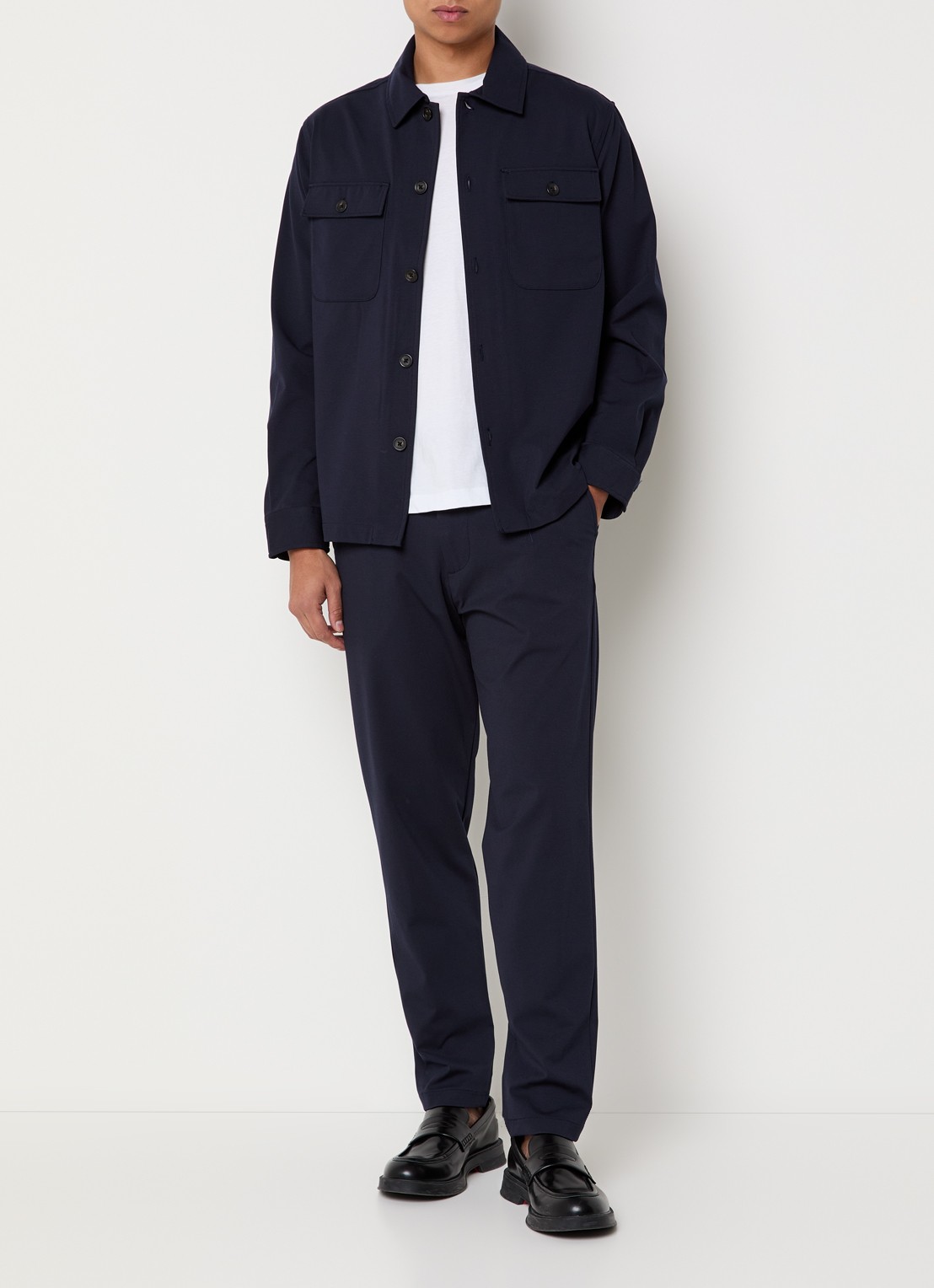 Selected Lorent regular fit overshirt met borstzakken - voorkant 3 donkerblauw