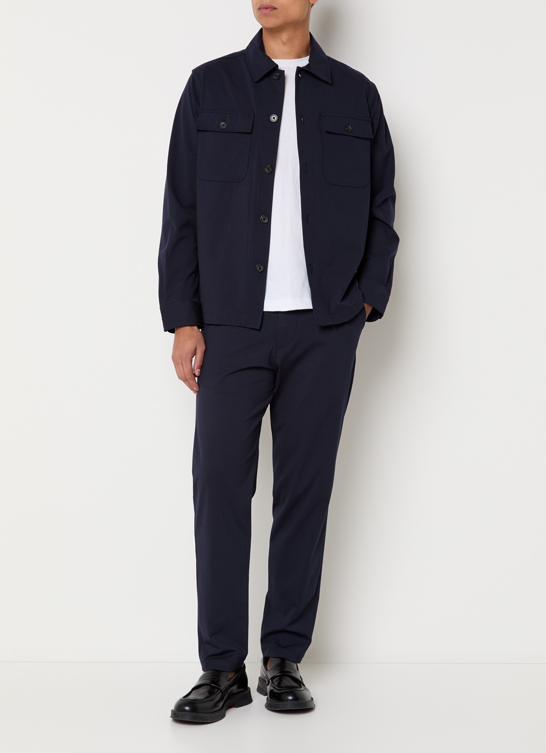 Selected Lorent tapered fit pantalon met steekzakken - voorkant 2 donkerblauw