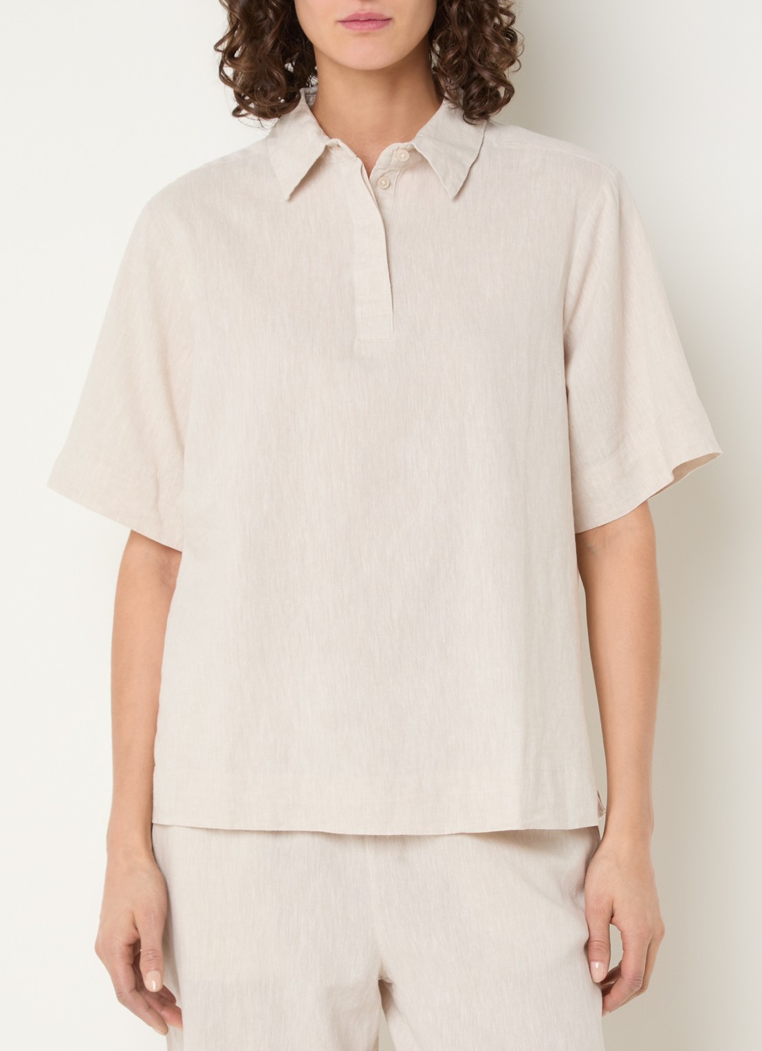 Selected Luisa polo in linnenblend - detail 3 beige