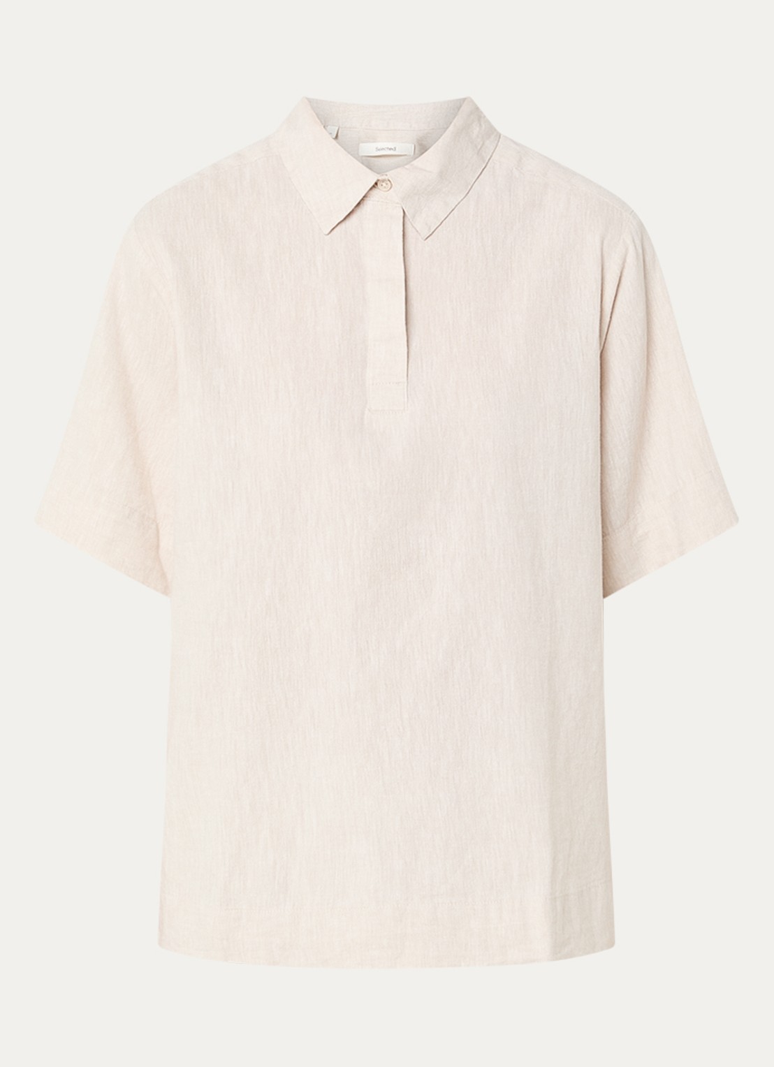 Selected Luisa polo in linnenblend - voorkant beige