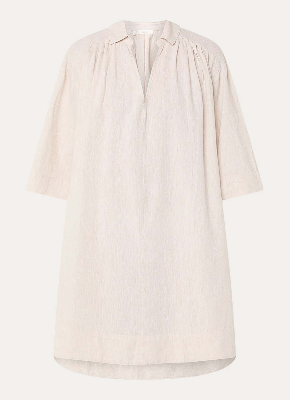 Selected Luisa-Talia midi jurk in linnenblend - voorkant 2 creme