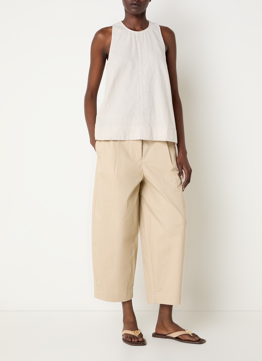 Selected Luisa top in linnenblend - voorkant 2 zand