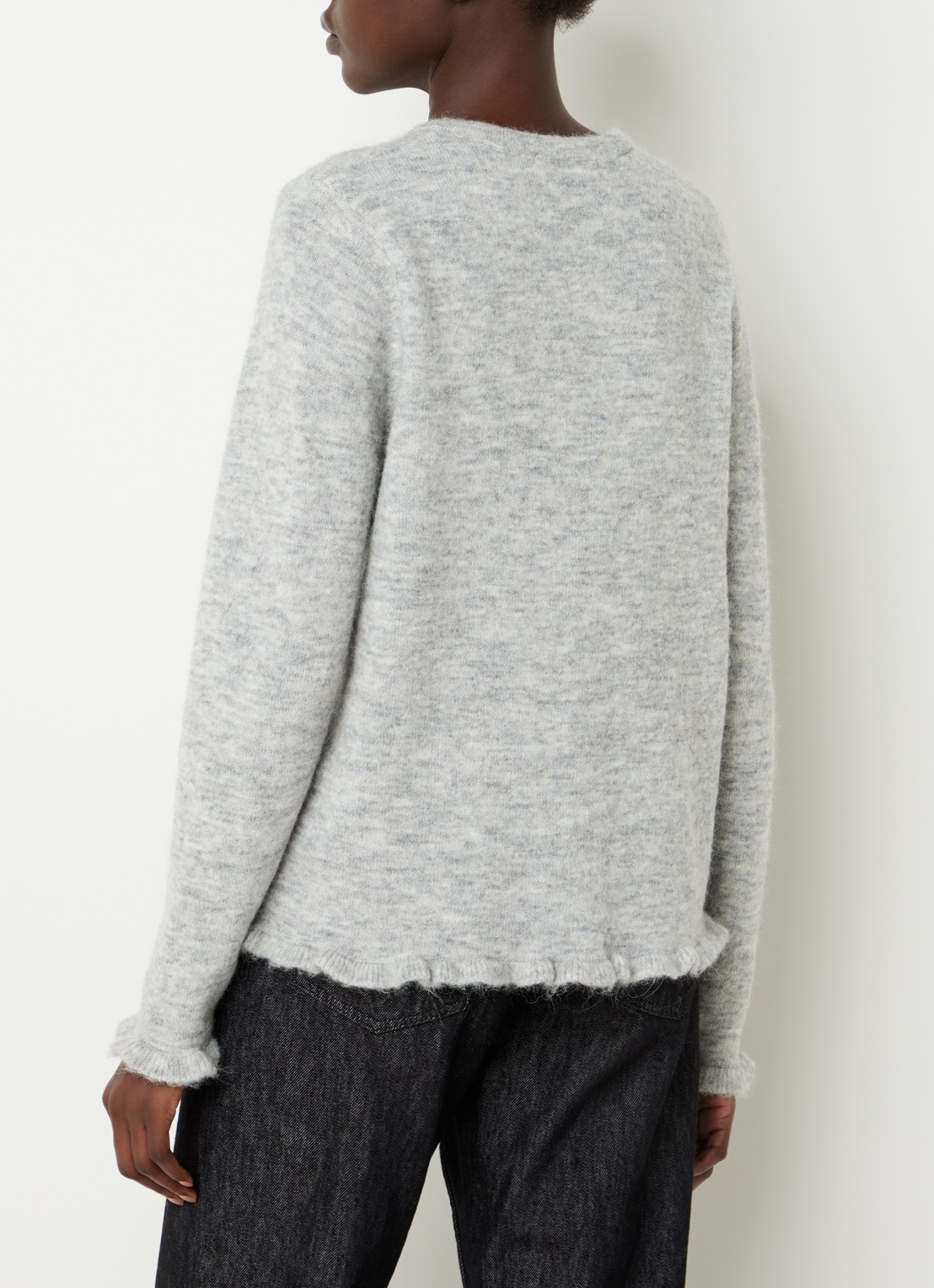 Selected Lulu fijngebreid vest in alpaca wolblend - achterkant lichtgrijs