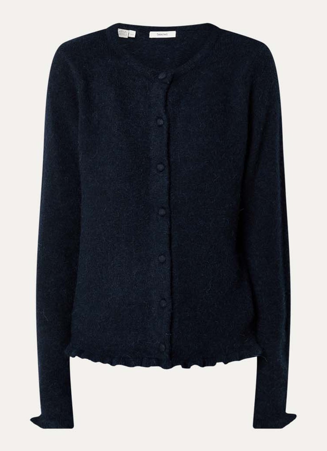 Selected Lulu fijngebreid vest in alpaca wolblend - voorkant 2 royalblauw