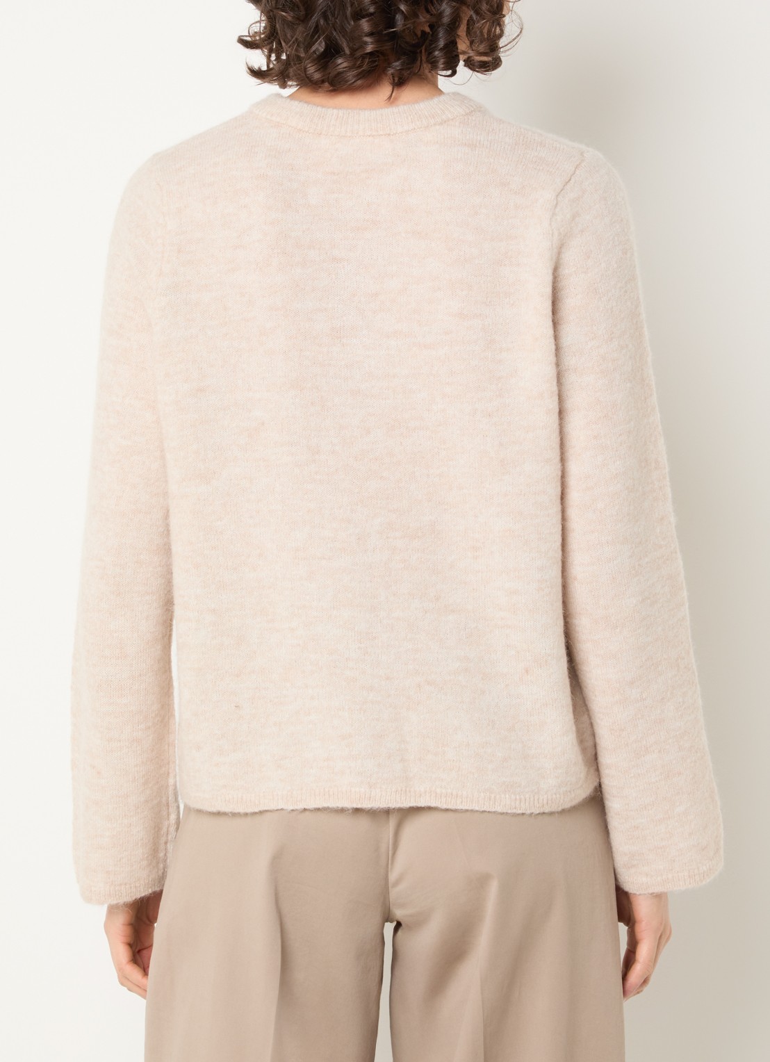 Selected Lulu fijngebreid vest in alpaca wolblend  - achterkant beige