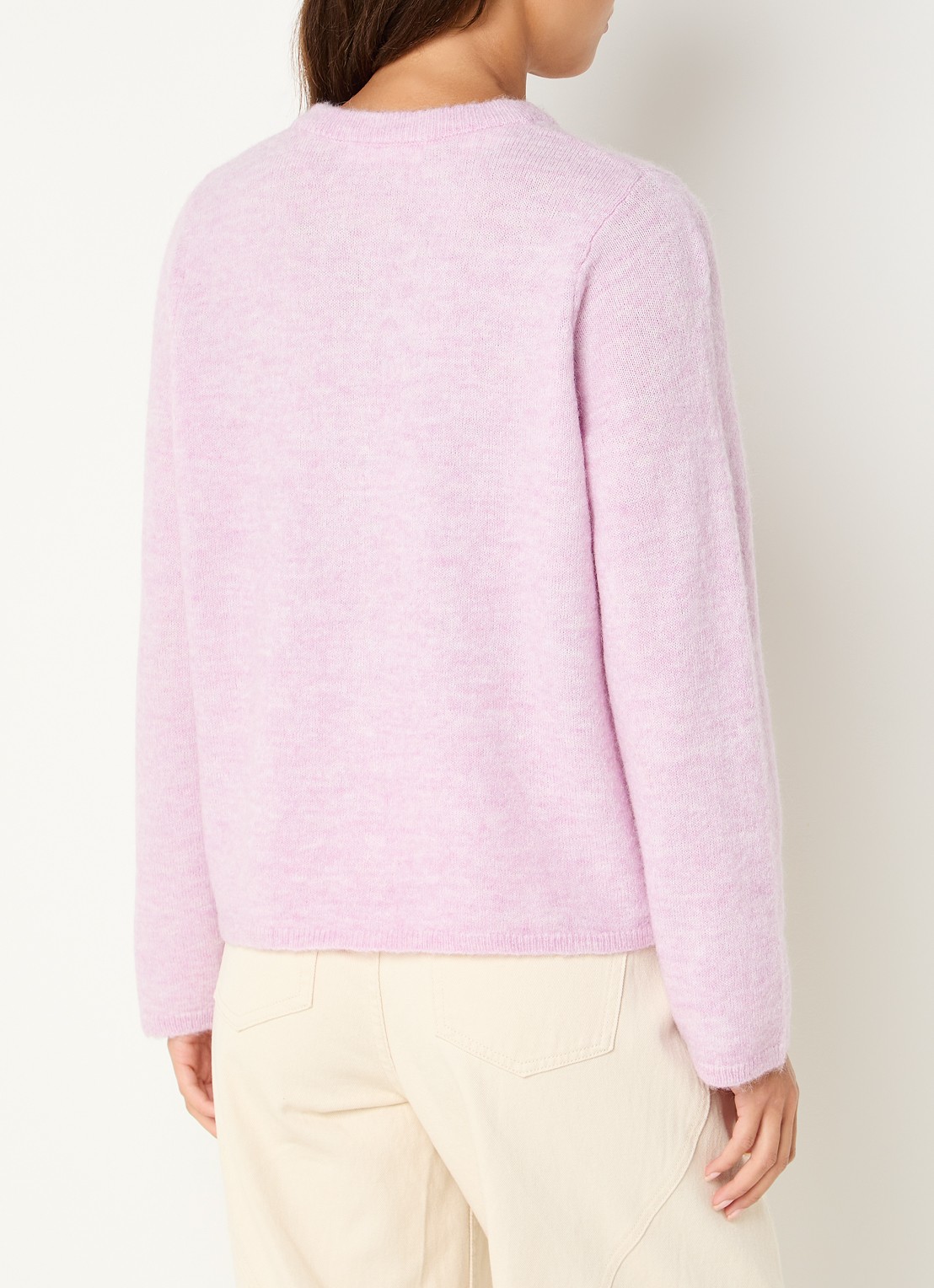 Selected Lulu fijngebreid vest in wolblend met ronde hals - achterkant 4 roze