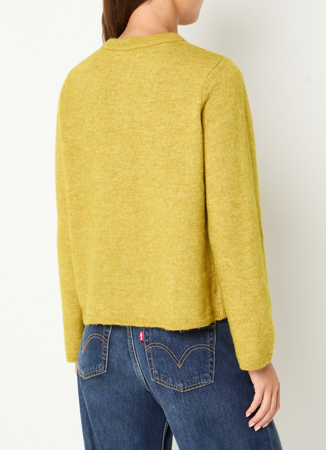 Selected Lulu fijngebreid vest in wolblend met ronde hals - achterkant 4 groen