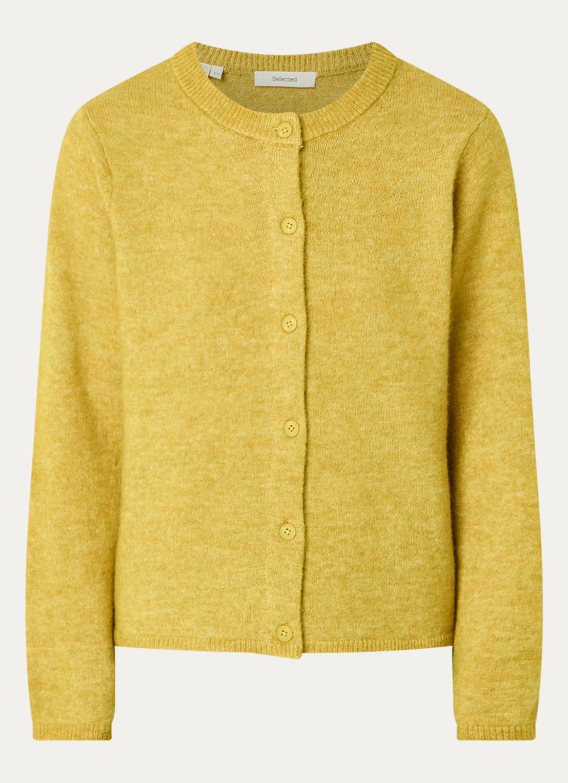 Selected Lulu fijngebreid vest in wolblend met ronde hals - voorkant groen