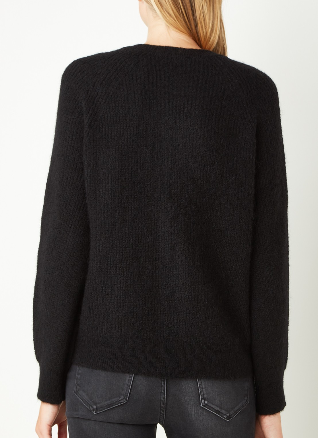 Selected Lulu fijngebreid vest in wolblend - achterkant zwart