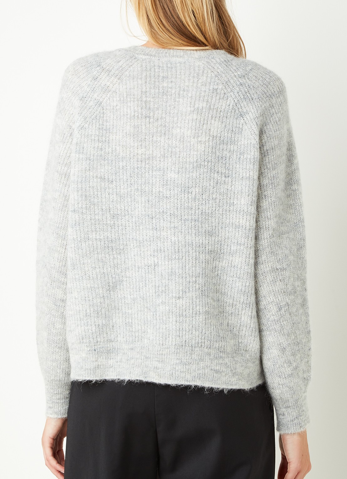 Selected Lulu fijngebreid vest in wolblend - achterkant 3 lichtgrijs