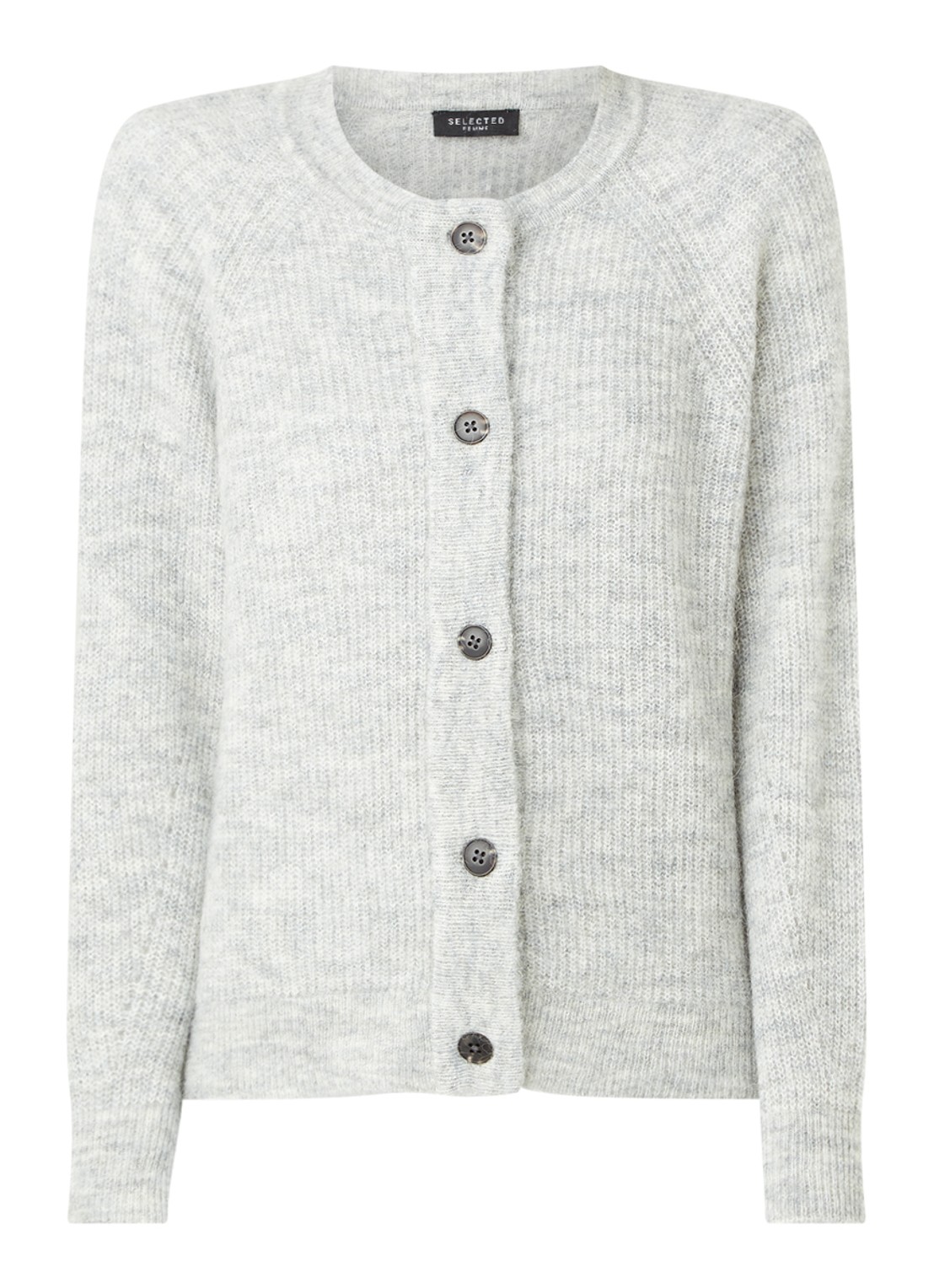 Selected Lulu fijngebreid vest in wolblend - voorkant lichtgrijs