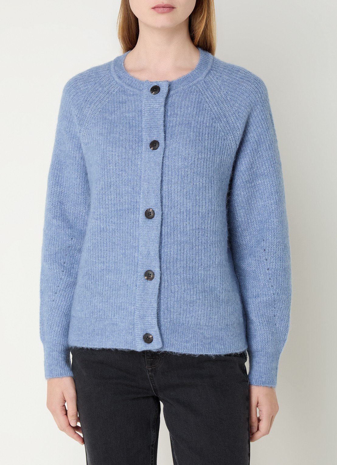 Selected Lulu fijngebreid vest in wolblend - detail 4 blauw