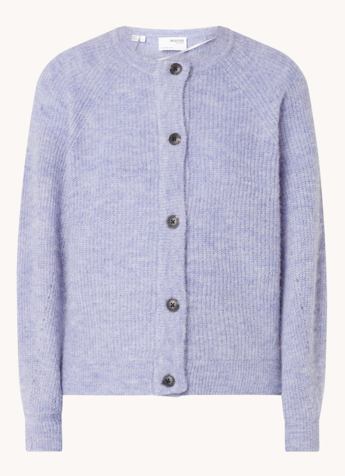 Selected Lulu fijngebreid vest in wolblend - voorkant lavendel