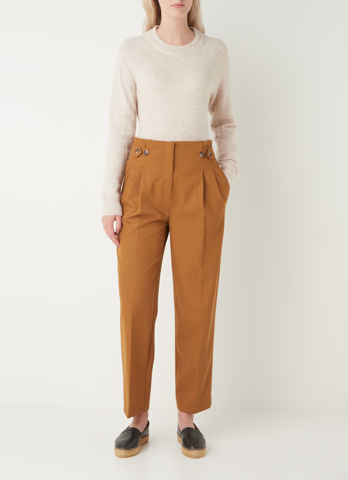 Selected Lulu fijngebreide pullover in wolblend - voorkant 3 beige