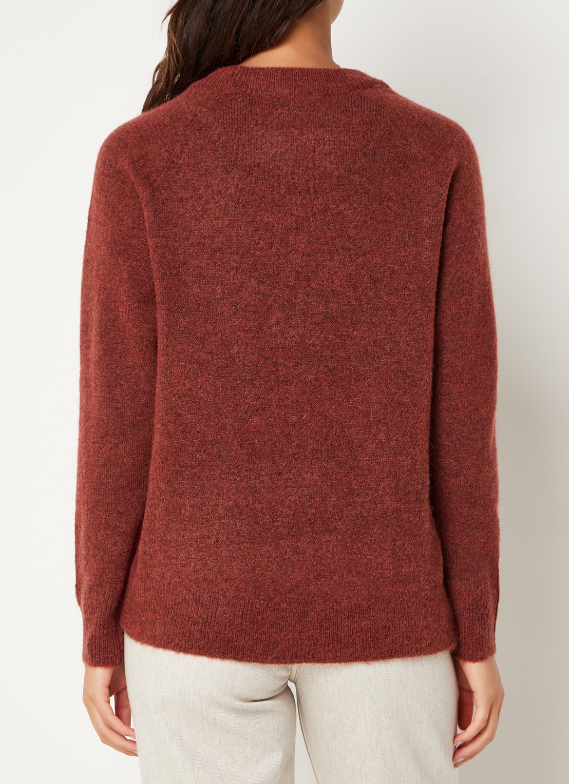 Selected Lulu fijngebreide pullover in wolblend - achterkant 3 donkeroranje