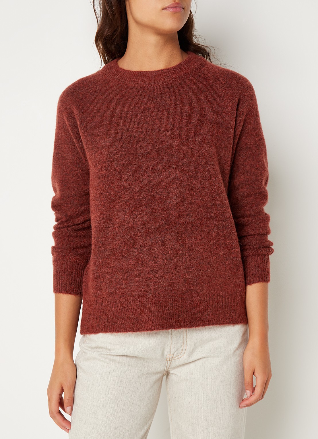Selected Lulu fijngebreide pullover in wolblend - detail 4 donkeroranje