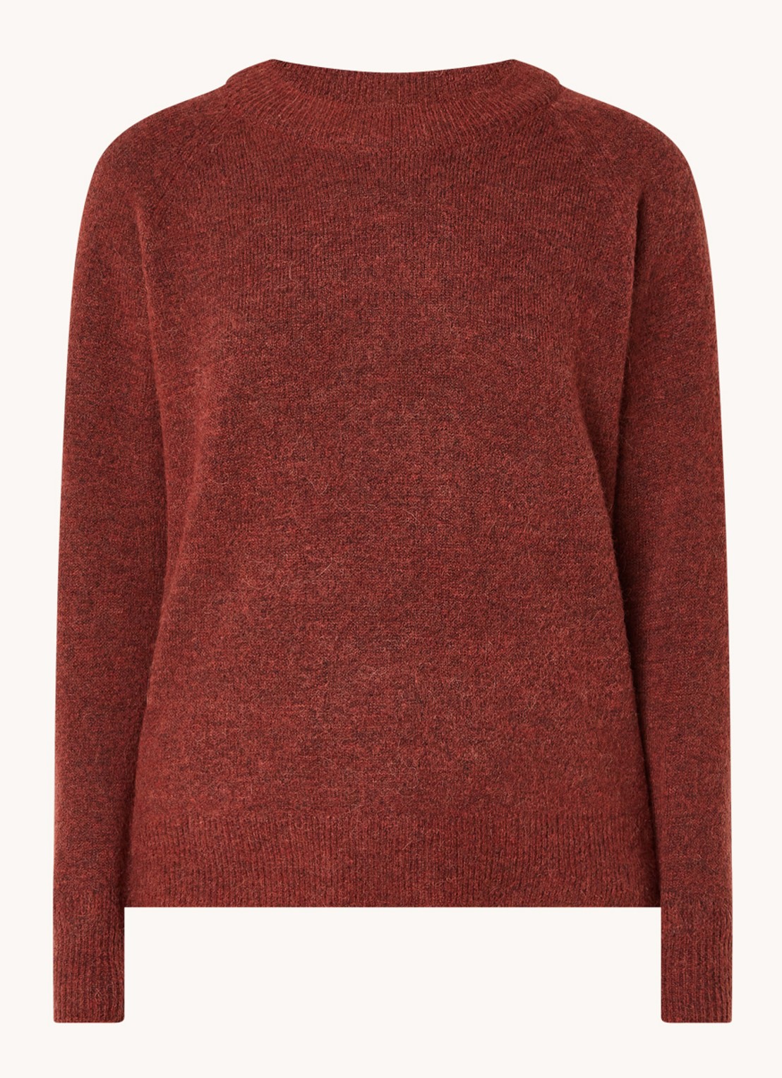Selected Lulu fijngebreide pullover in wolblend - voorkant donkeroranje