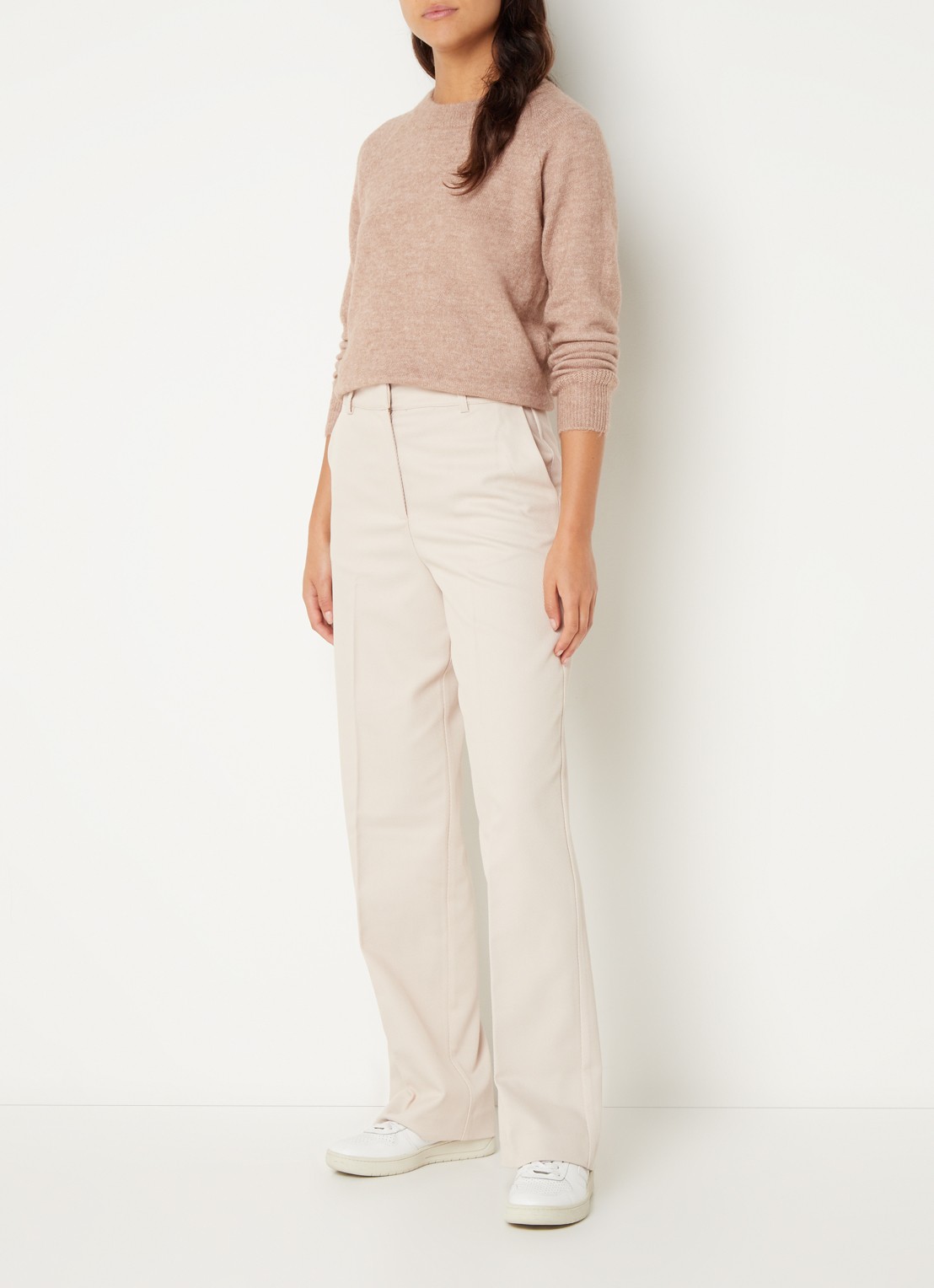 Selected Lulu fijngebreide pullover in wolblend - voorkant 2 lichtbruin