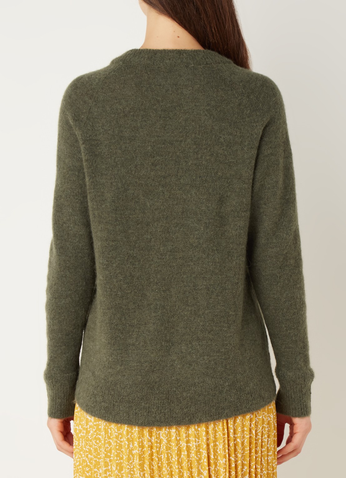 Selected Lulu fijngebreide pullover in wolblend - achterkant 4 groen