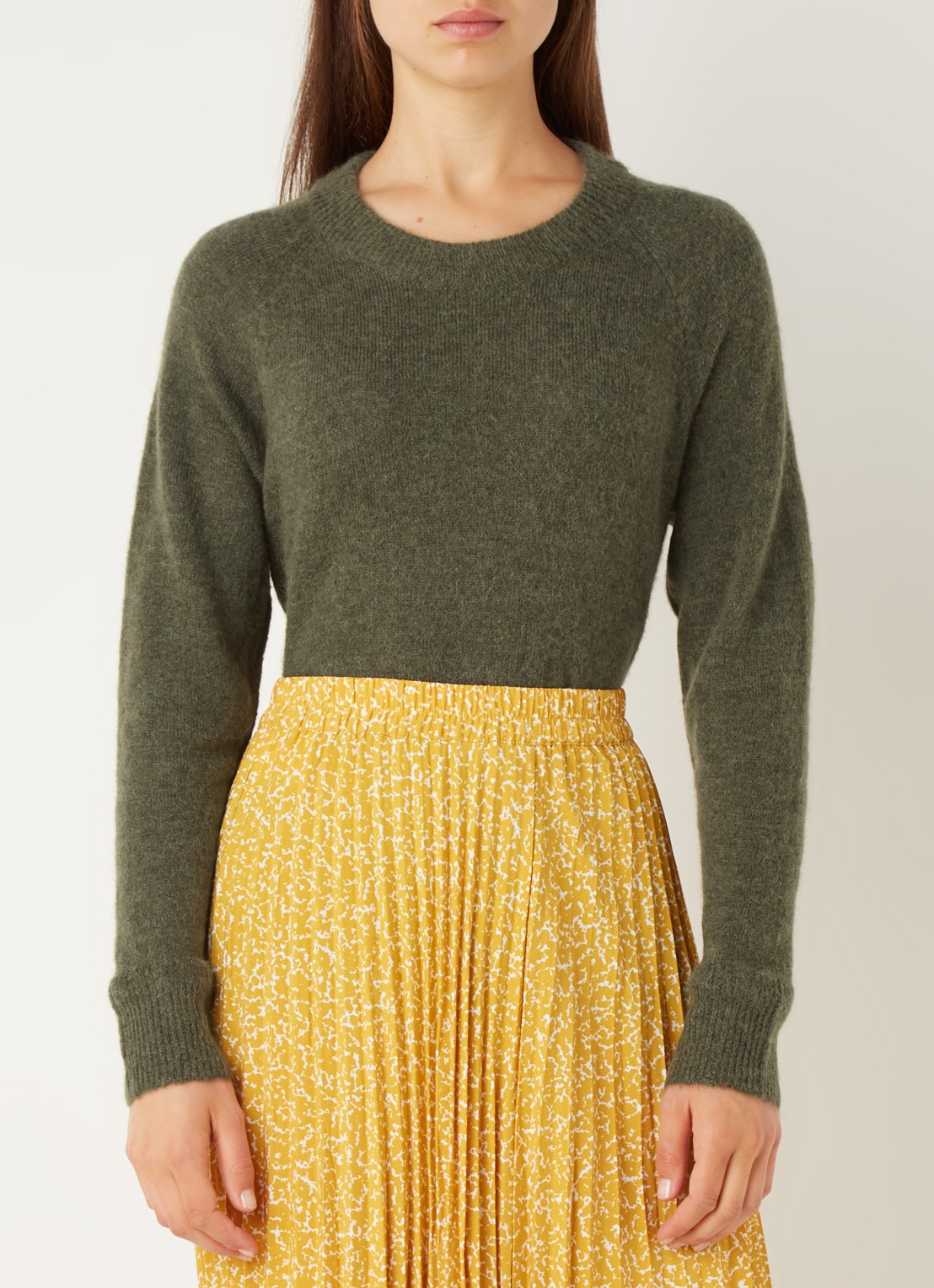 Selected Lulu fijngebreide pullover in wolblend - detail 3 groen