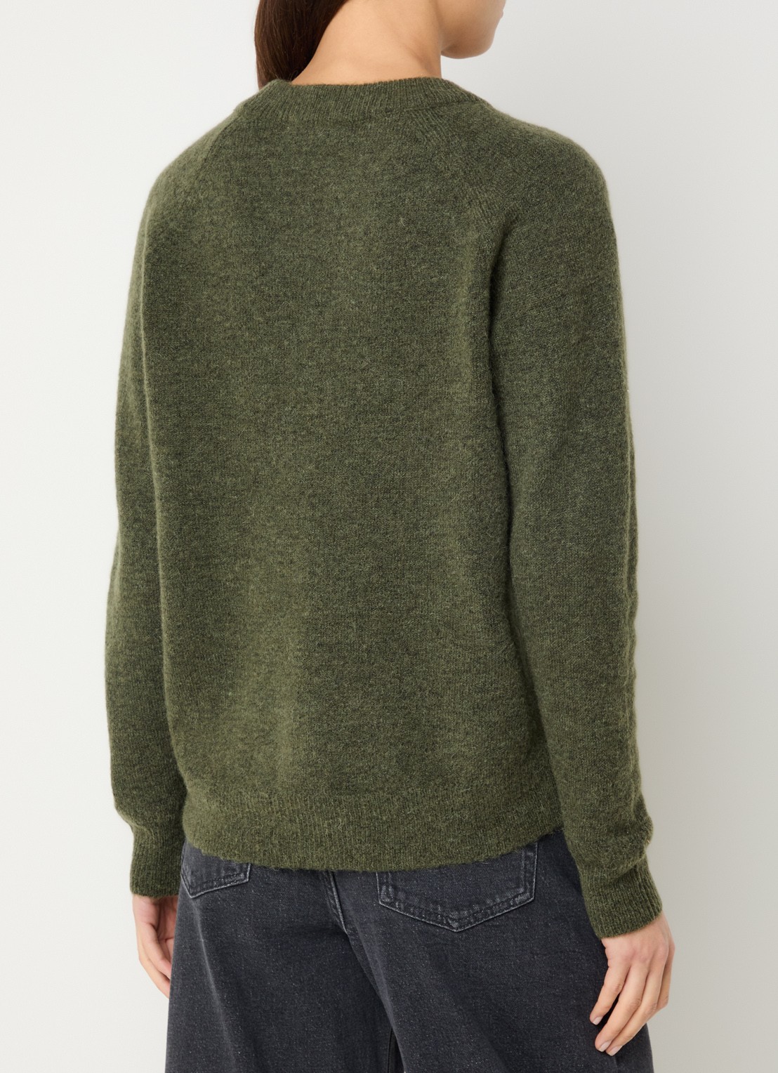 Selected Lulu fijngebreide pullover in wolblend - achterkant 4 olijfgroen