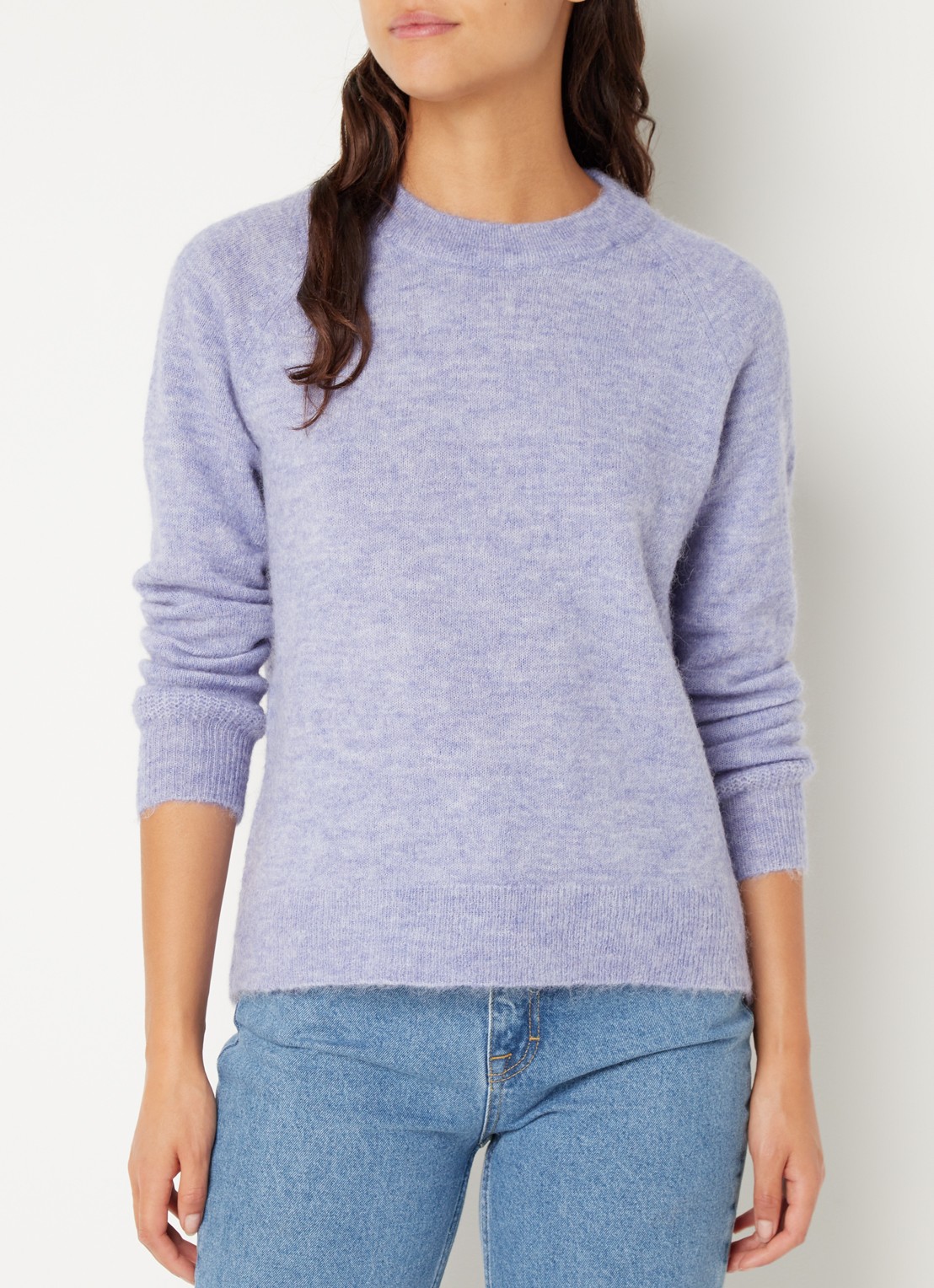 Selected Lulu fijngebreide pullover in wolblend - detail 4 lichtpaars