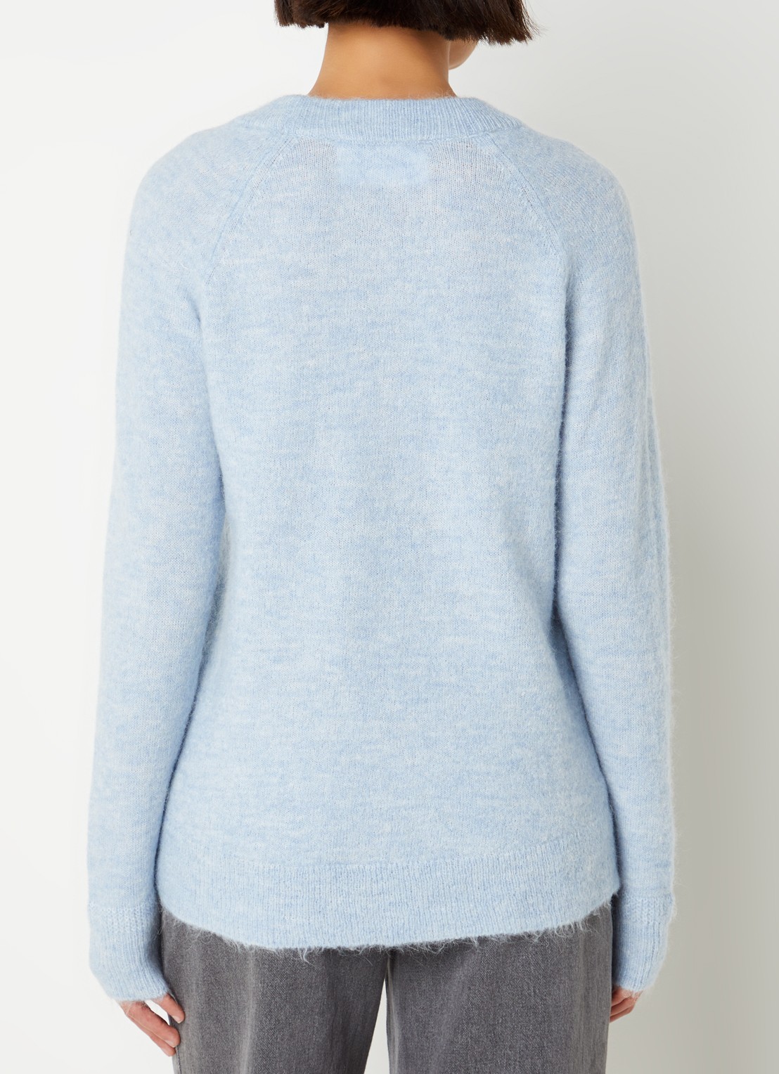 Selected Lulu fijngebreide trui in alpaca wolblend - achterkant 3 lichtblauw