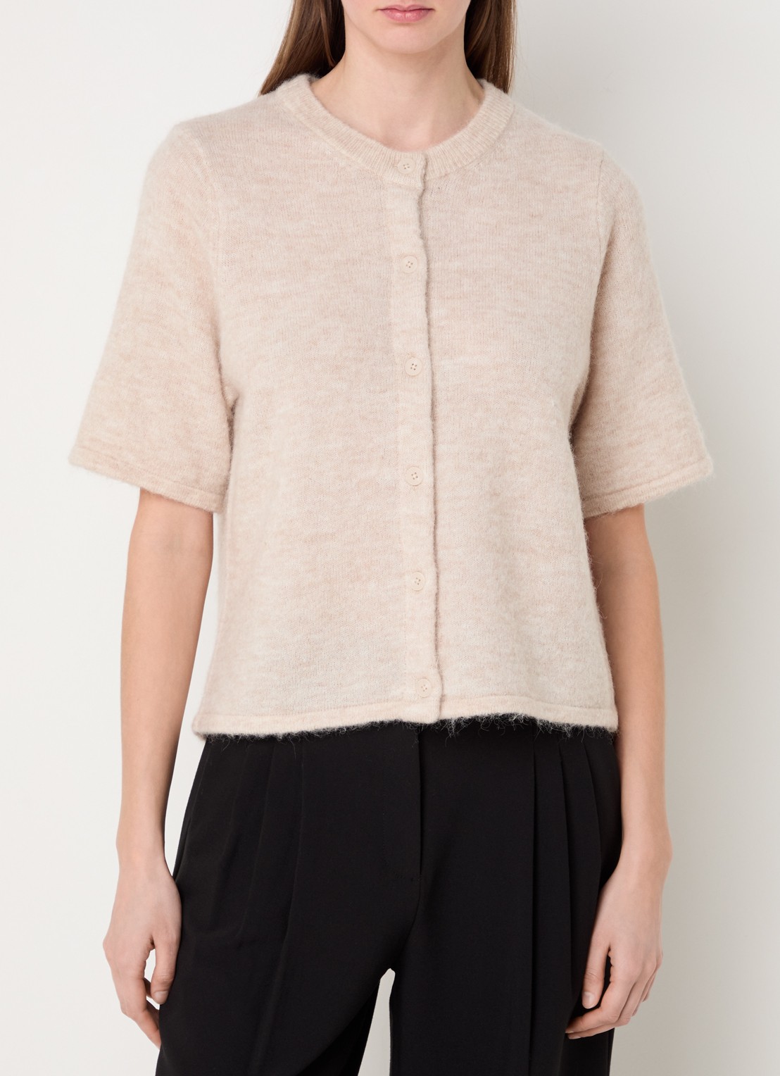 Selected Lulu grofgebreid vest in alpaca wolblend - detail 2 zand