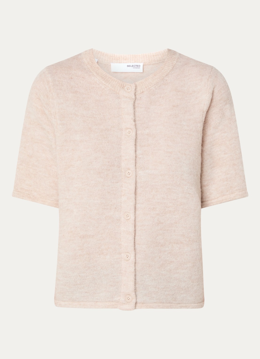 Selected Lulu grofgebreid vest in alpaca wolblend - voorkant 3 zand
