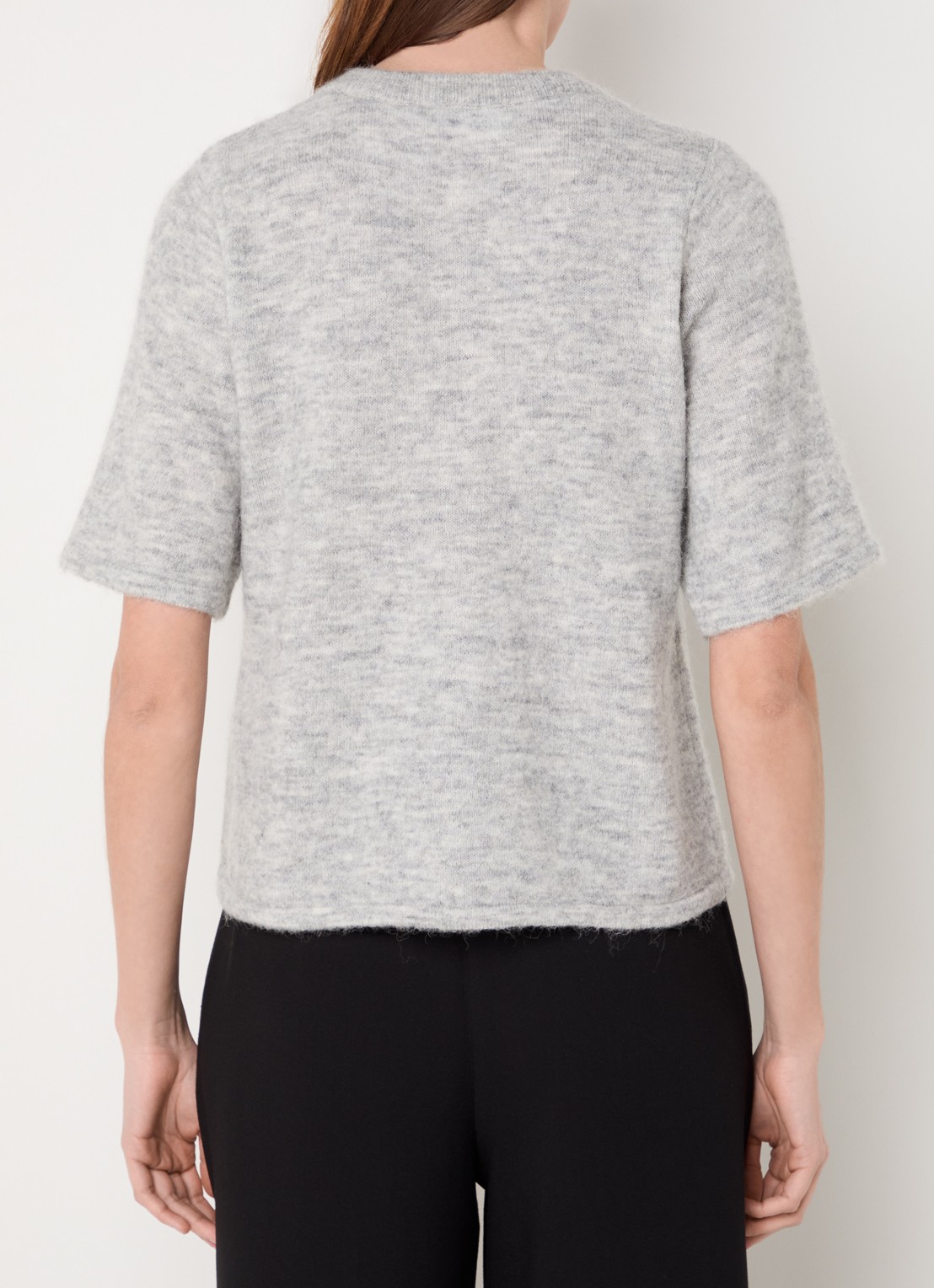 Selected Lulu grofgebreid vest in alpaca wolblend - achterkant 4 lichtgrijs