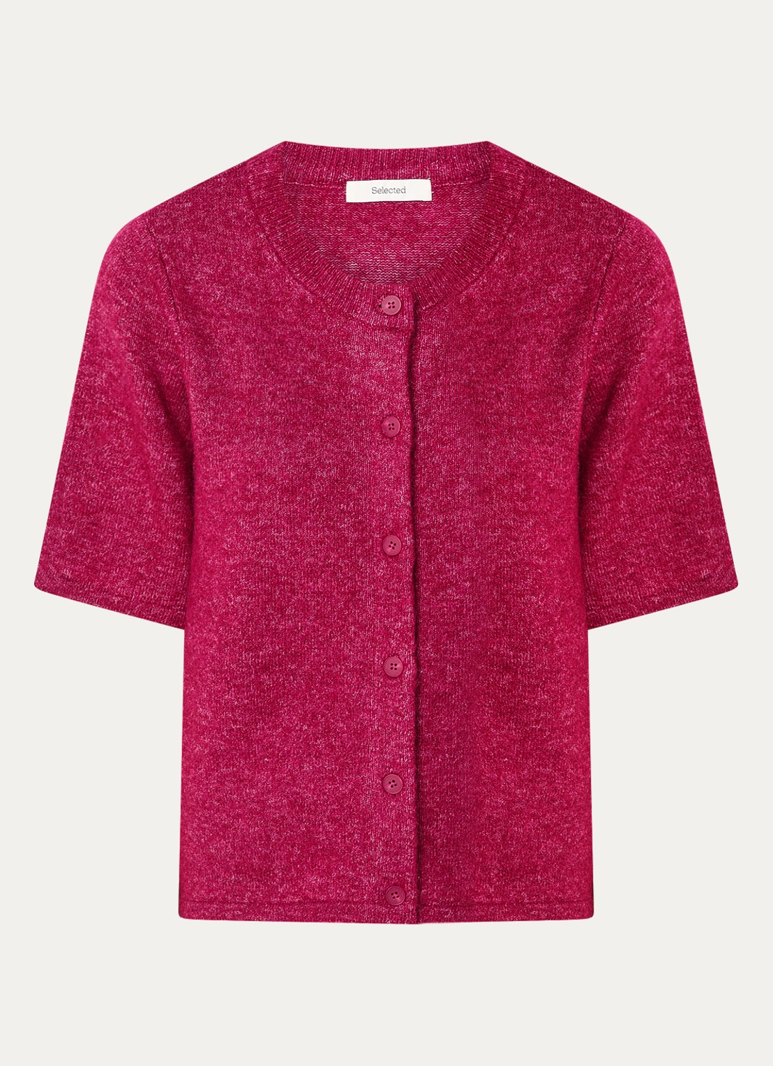 Selected Lulu grofgebreid vest in alpaca wolblend - voorkant 3 cranberryrood